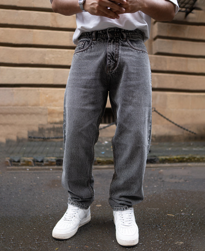 Light Carbon Black Baggy Fit Denim Jeans.