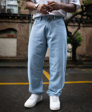 Ice Blue Basic Baggy Fit Denim Jeans.