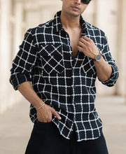 Black Structured Checks Shirt.