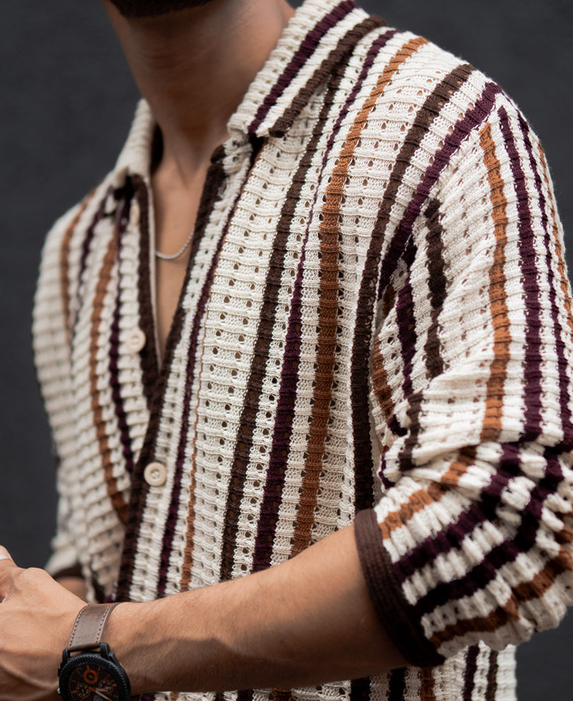 Multi Colour Stripes Regular Fit Full Sleeves Shirt.