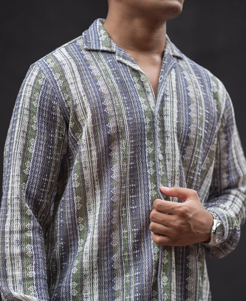 Multicolour Striped Regular Fit Full Sleeves Shirt.