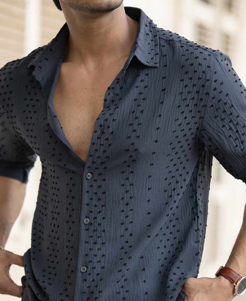 Grey Structured Flowy Shirt.