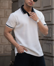 White Contrast Collar T-Shirt.
