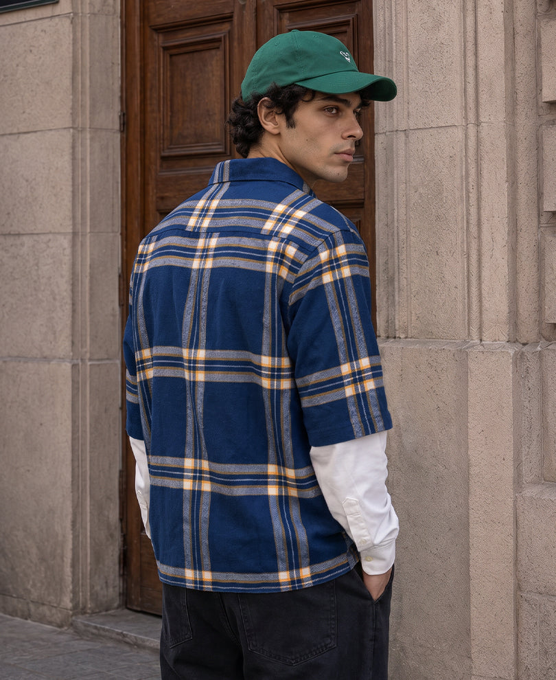 Blue Checks Doctor Sleeve Shirt