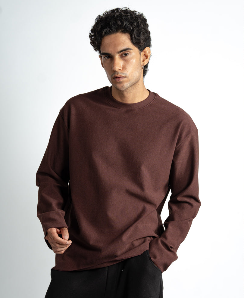 Brown Rib Knit T-Shirt