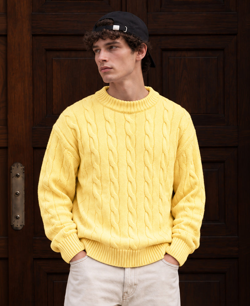 Yellow Cable Knit Sweater