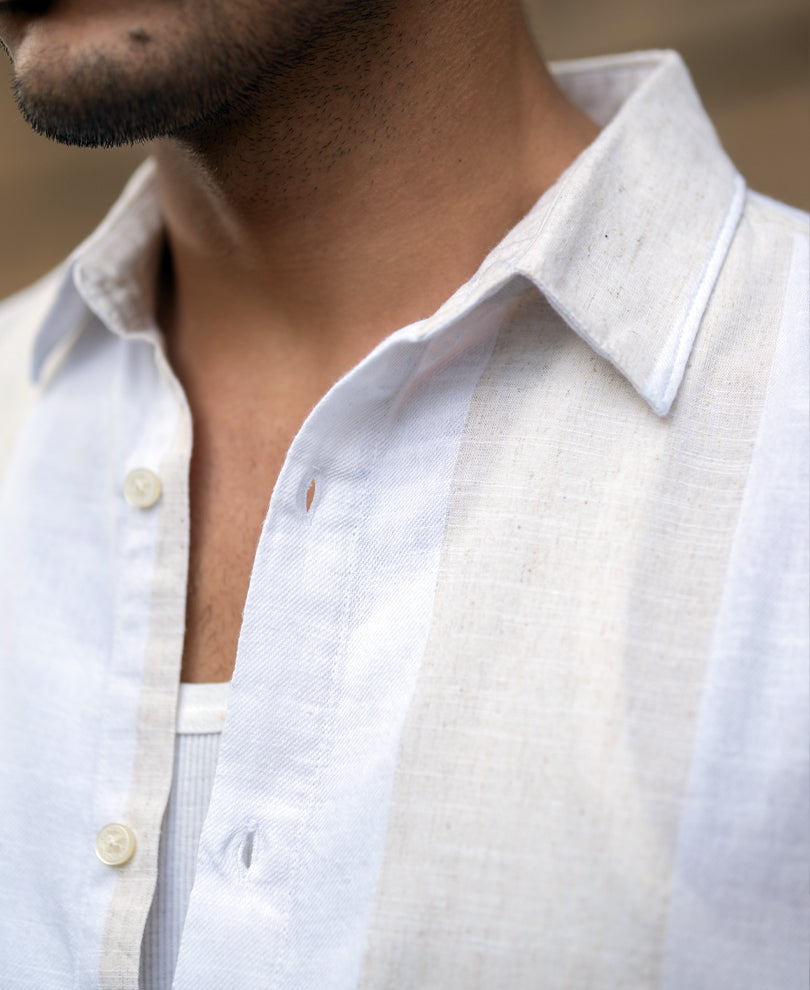 Natural & White Blend Stripe Shirt.