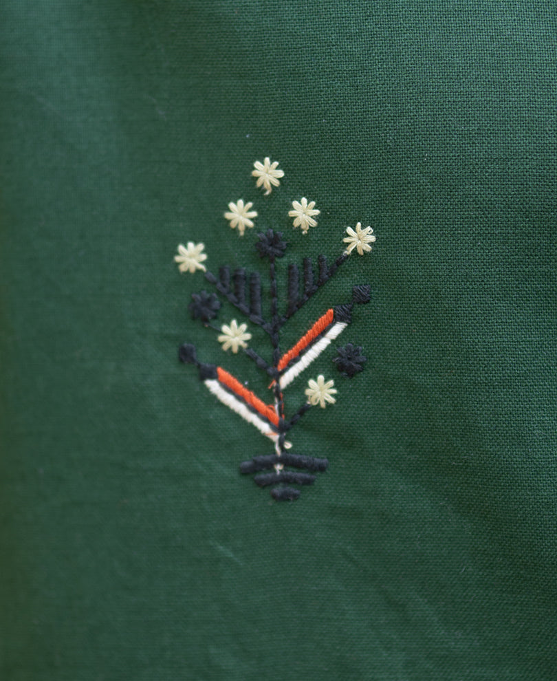 Dark Olive Embroidered Shirt.