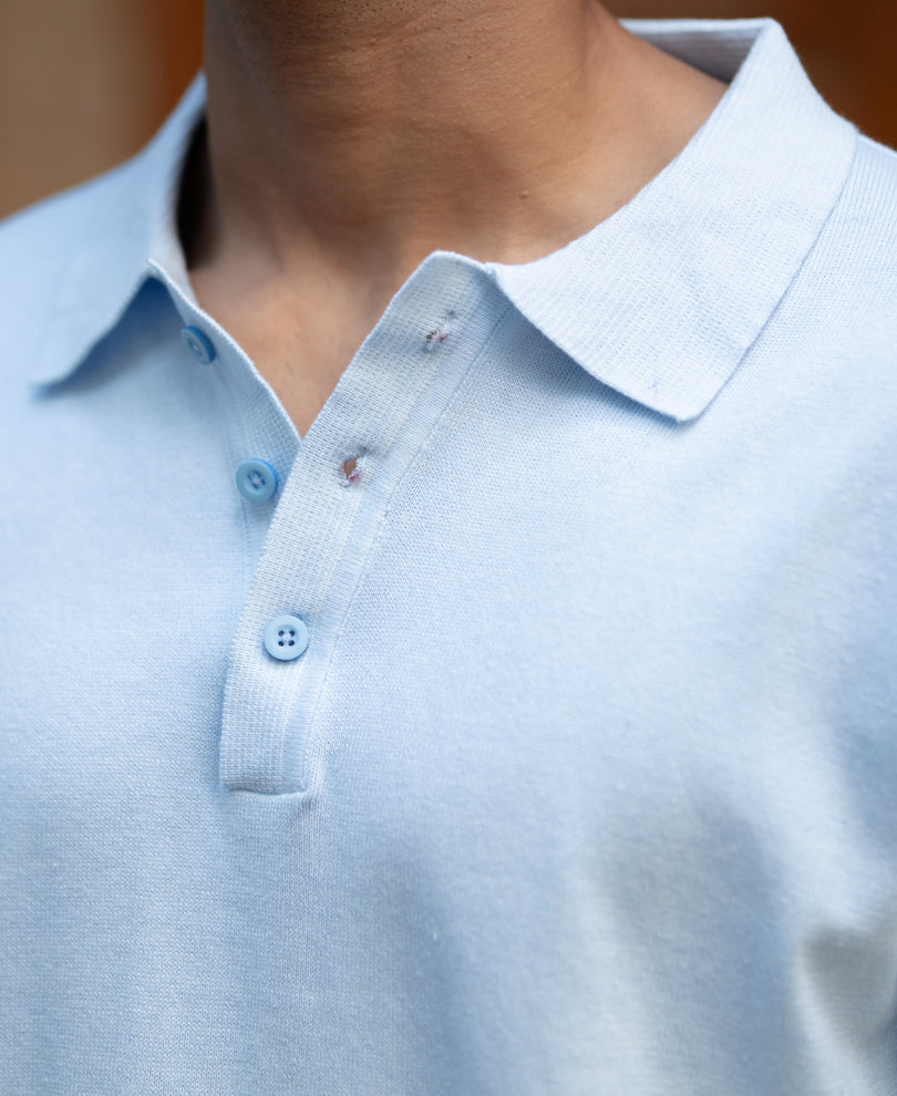 Blue Ombre Stripe Polo T-Shirt.