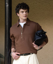 Brown Structure Zipper T-Shirt