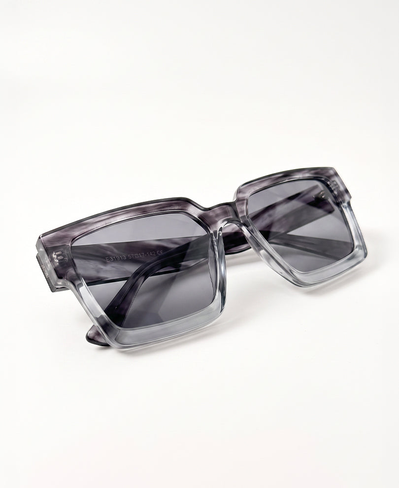 Transparent Brown Rectangular Sunglasses