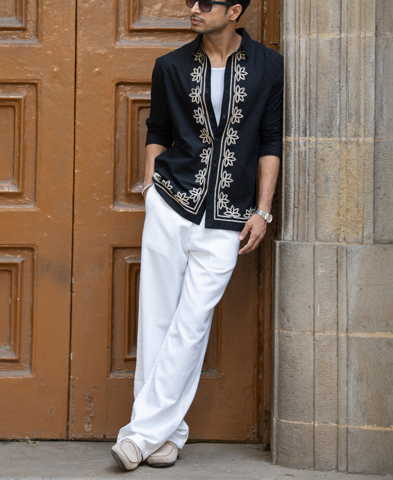 Black Lotus Embroidery Shirt.