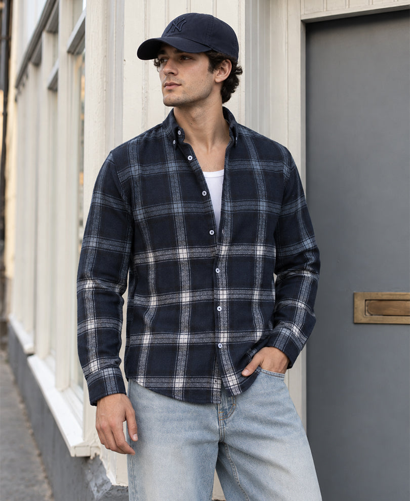 Navy Ombre Checks Shirt