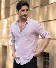 Light Pink Cotton Oxford Stripe Shirt.