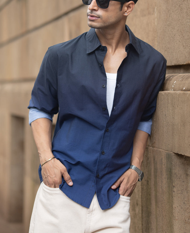 Dark Navy Ombre Print Shirt.