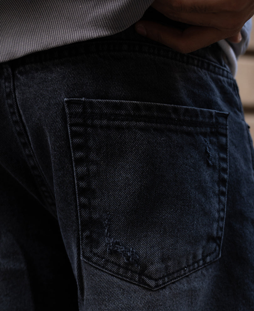 Charcoal Distressed Baggy Jeans.