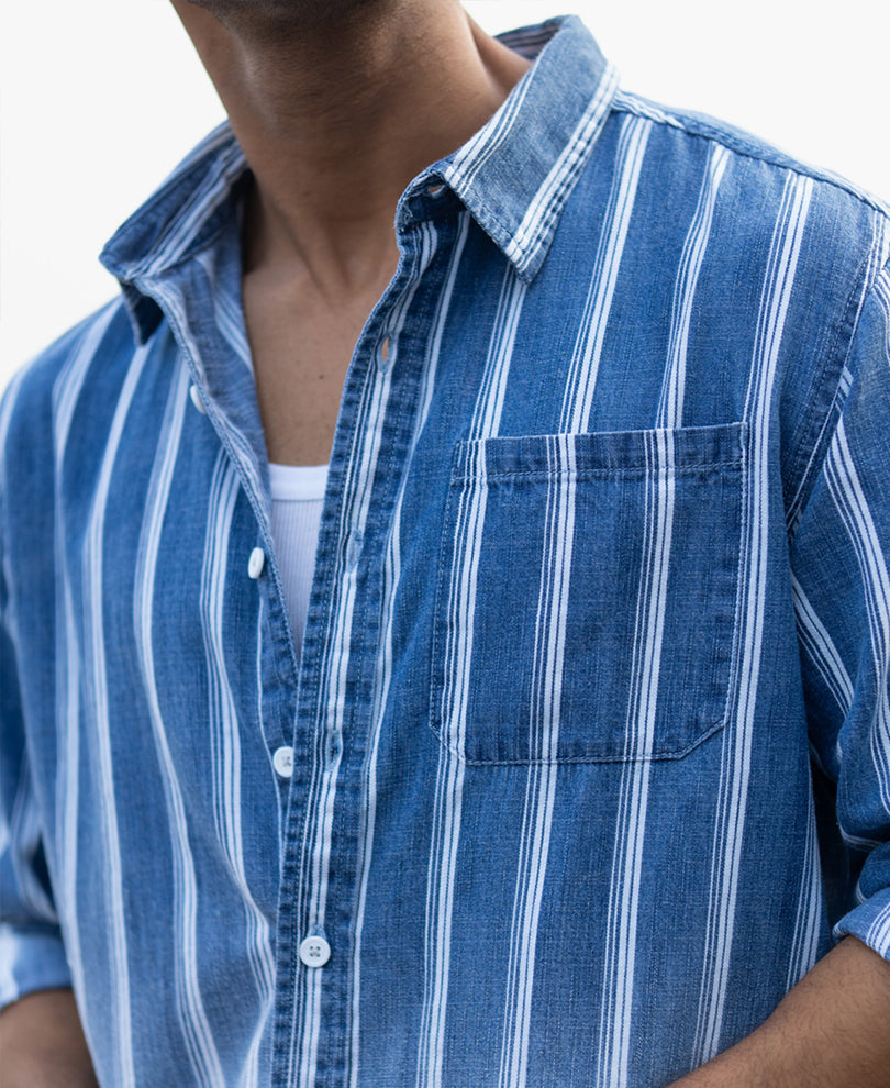 Denim Stripe Ombre Shirt.