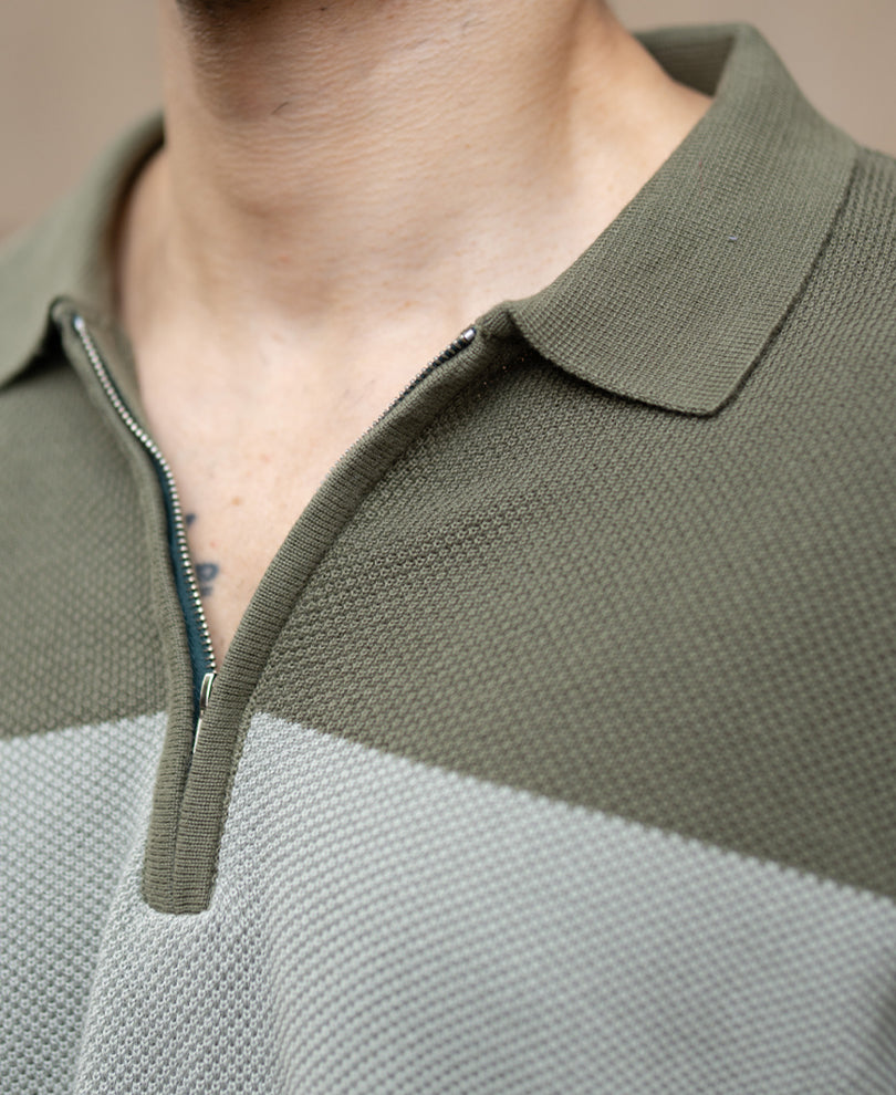 Green Knit Stripe T-Shirt.