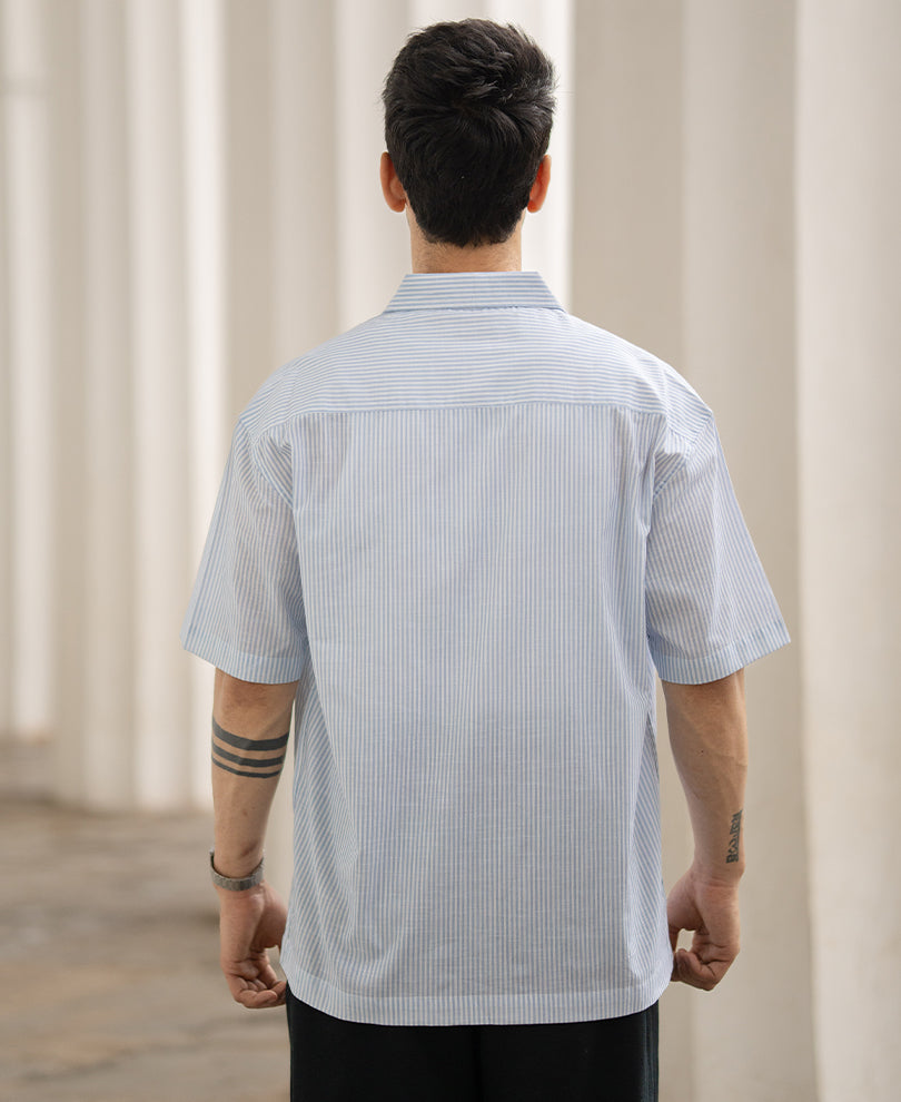 Blue Stripe Printed Shirt 100% Cotton