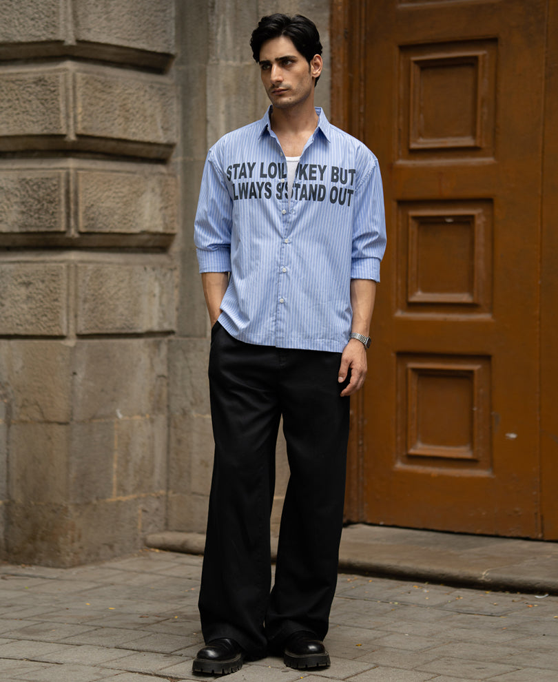 Blue Lightweight Printed Striped Shirt