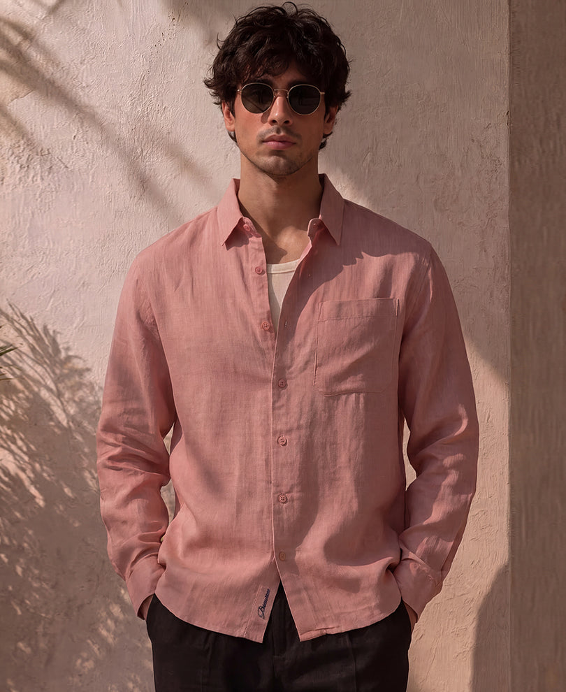 Dusty Pink 100% Linen Shirt