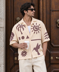 Beige Structure Print Shirt