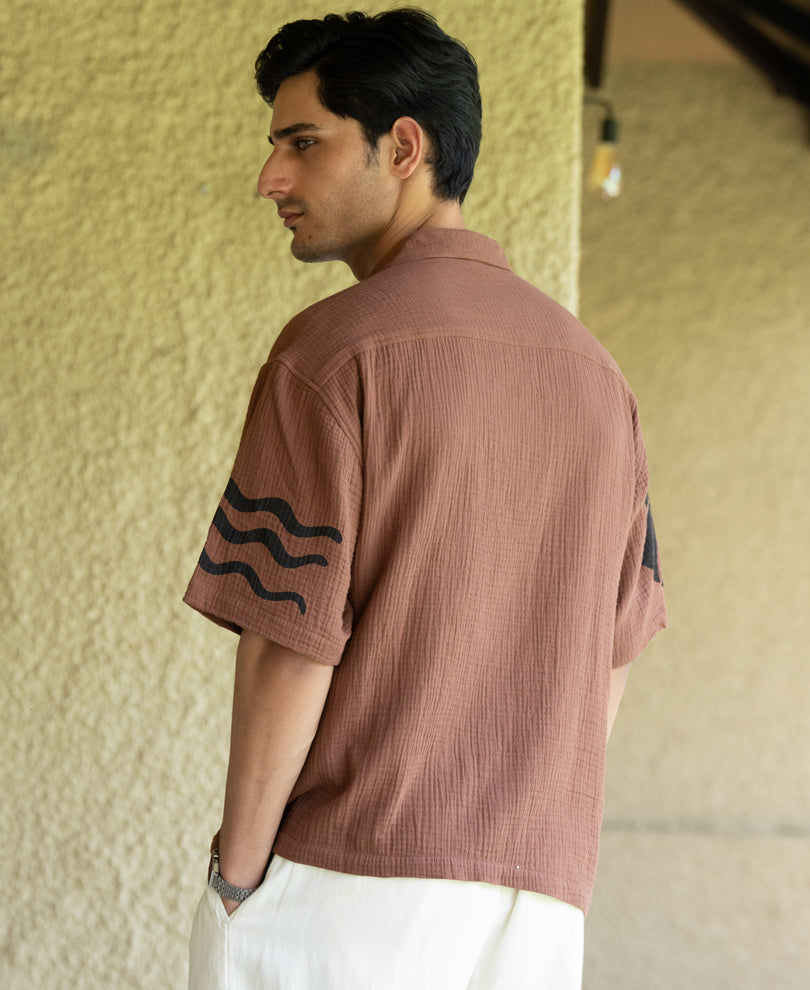 Brown Summer Print Shirt