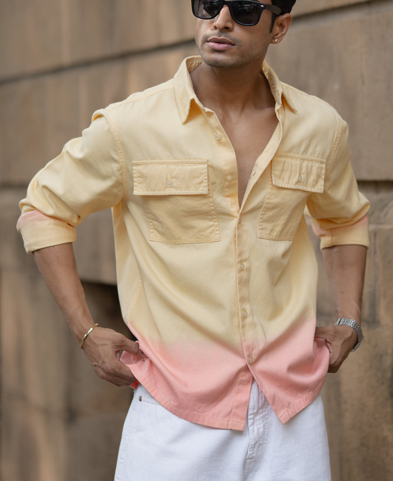 Yellow Ombre Structured Shirt.
