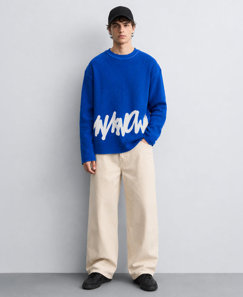Royal Blue Printed Structure T-Shirt