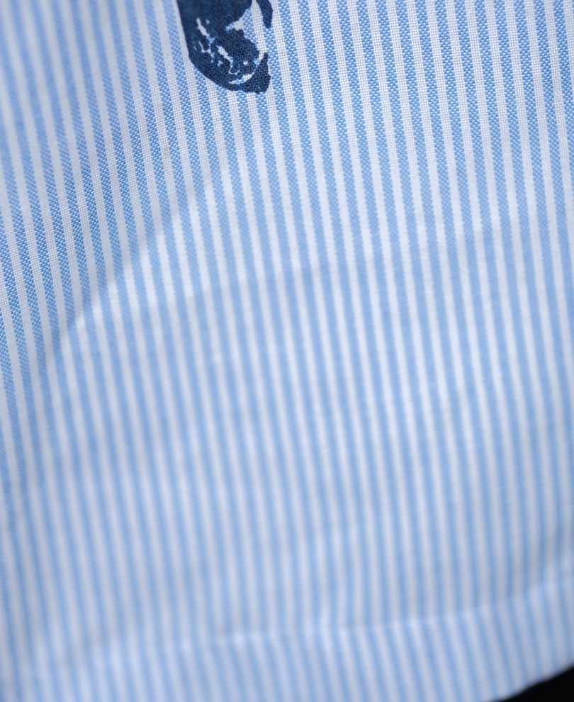 Blue Striped Print Shirt.