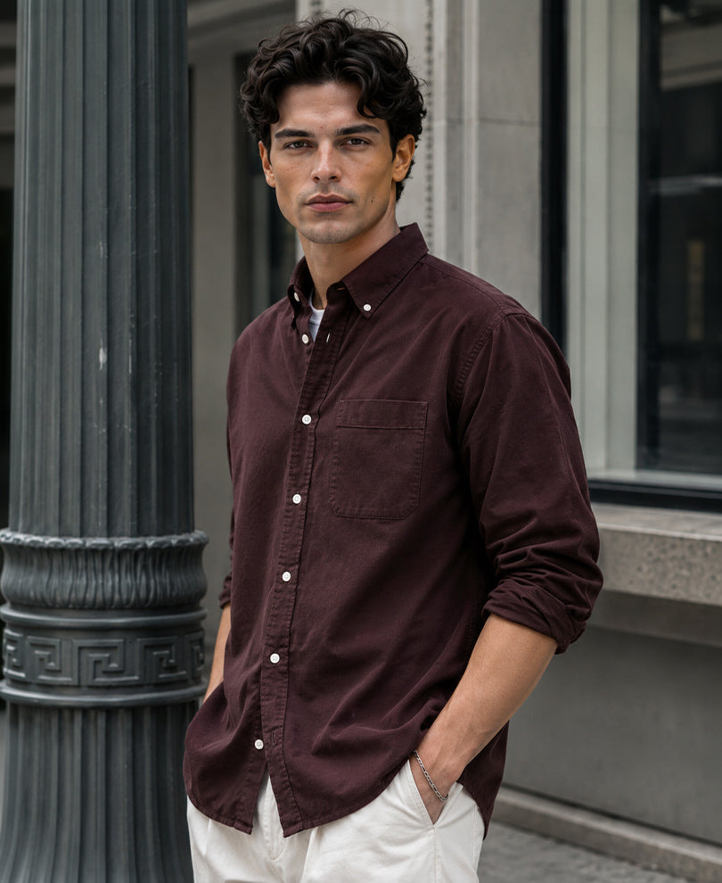 Brown Oxford Shirt 100% Cotton