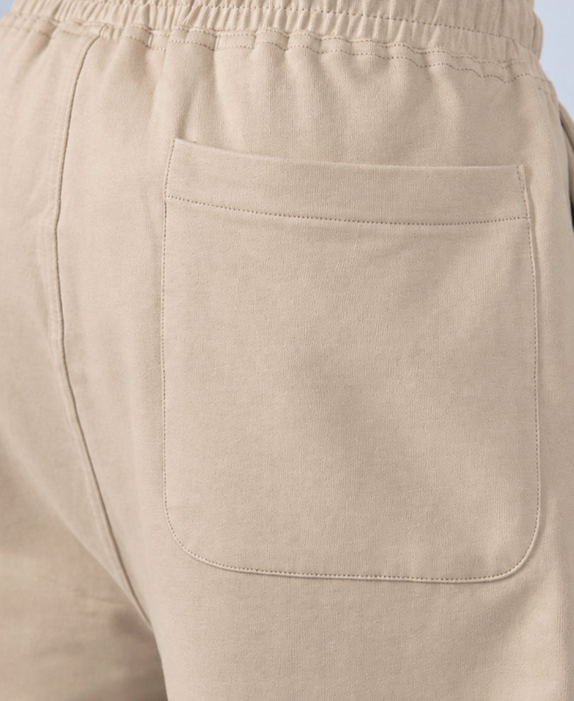 Beige Barrel Fit Panelled Trackpants