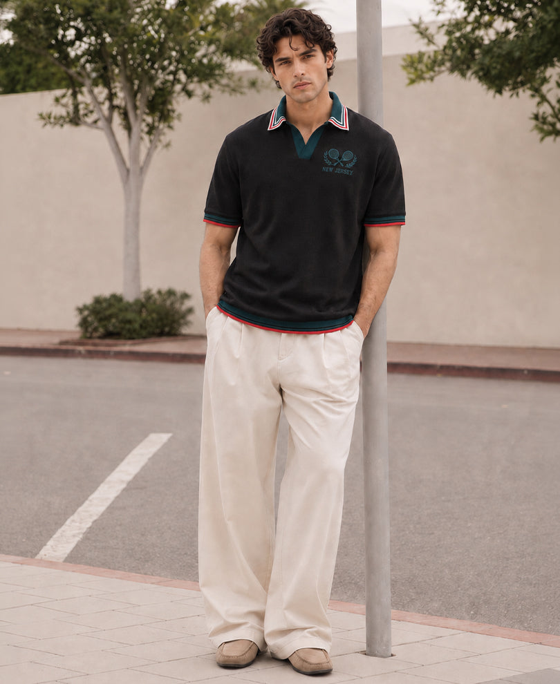 Black Knit Embroidered T-Shirt
