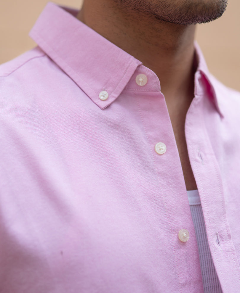 Pink Cotton Oxford Shirt.