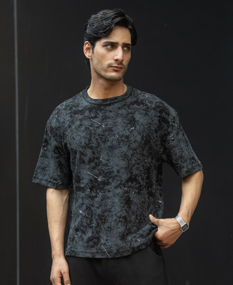 Black Abstract Print T-Shirt