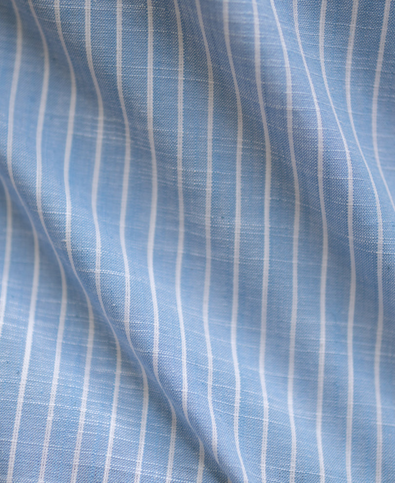 Blue Embroidered Stripe Shirt 100% Cotton