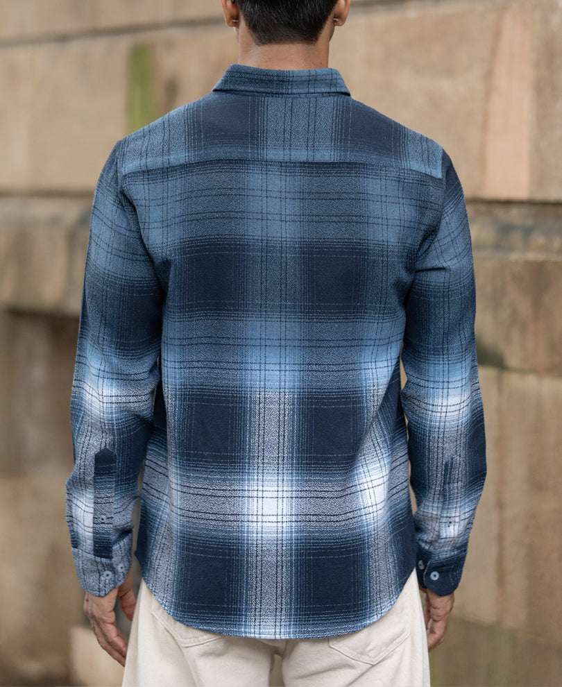 Navy Ombre Checks Shirt.