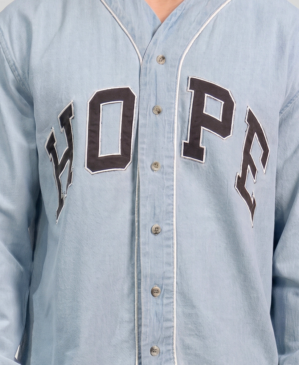 Blue Embroidered Denim Cardigan