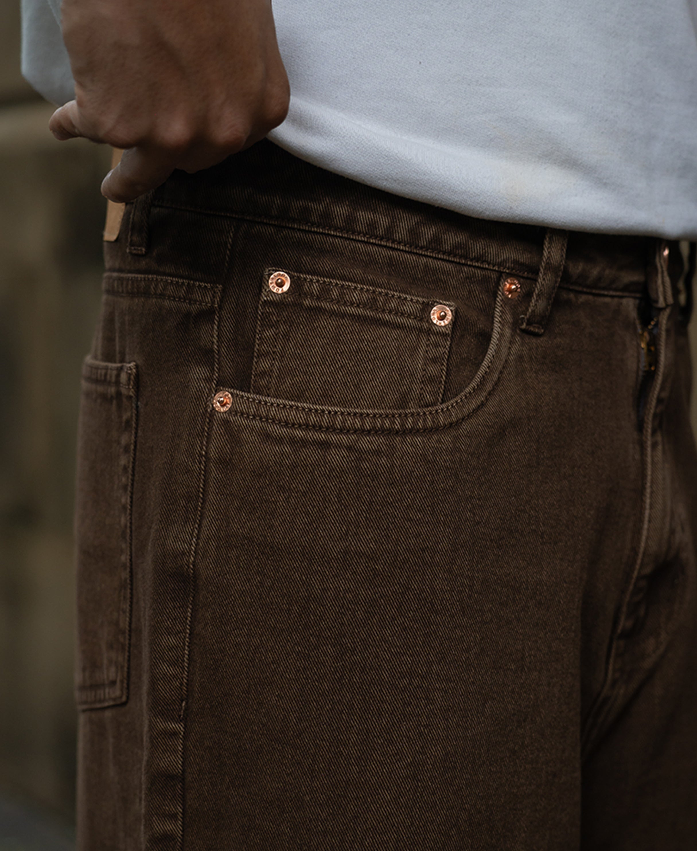 Light Brown Washed Baggy Jeans