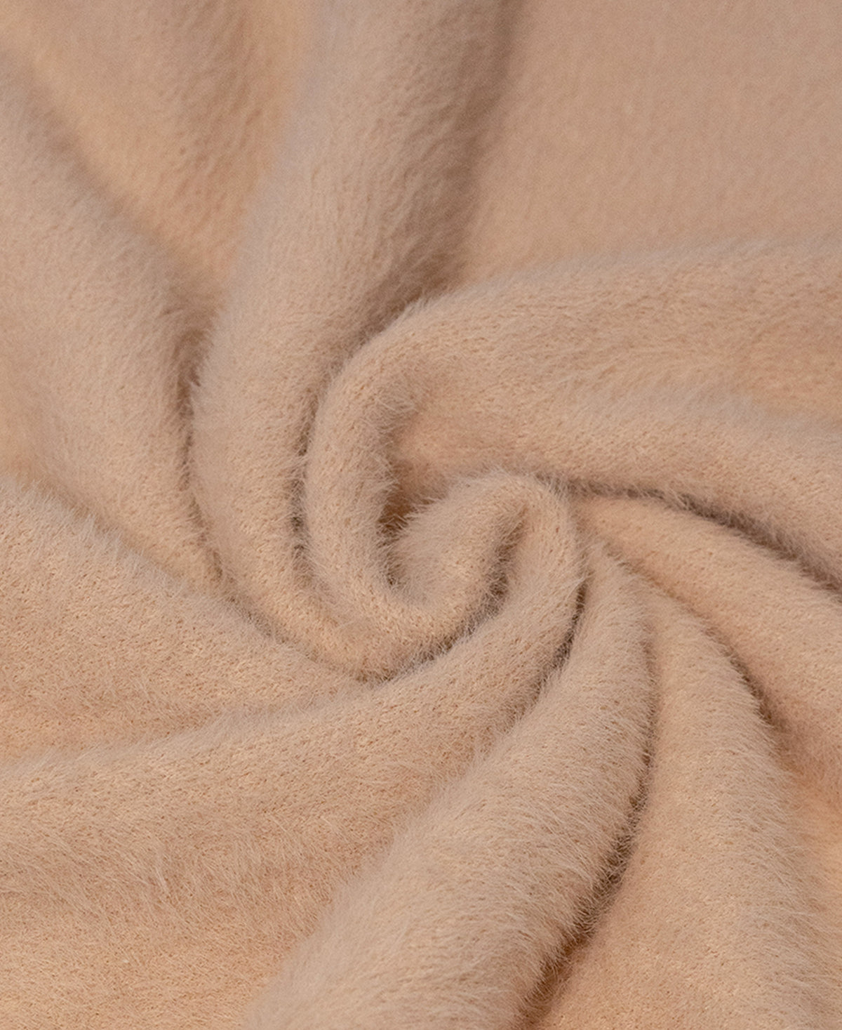 Beige Fuzzy Polo Neck Sweater