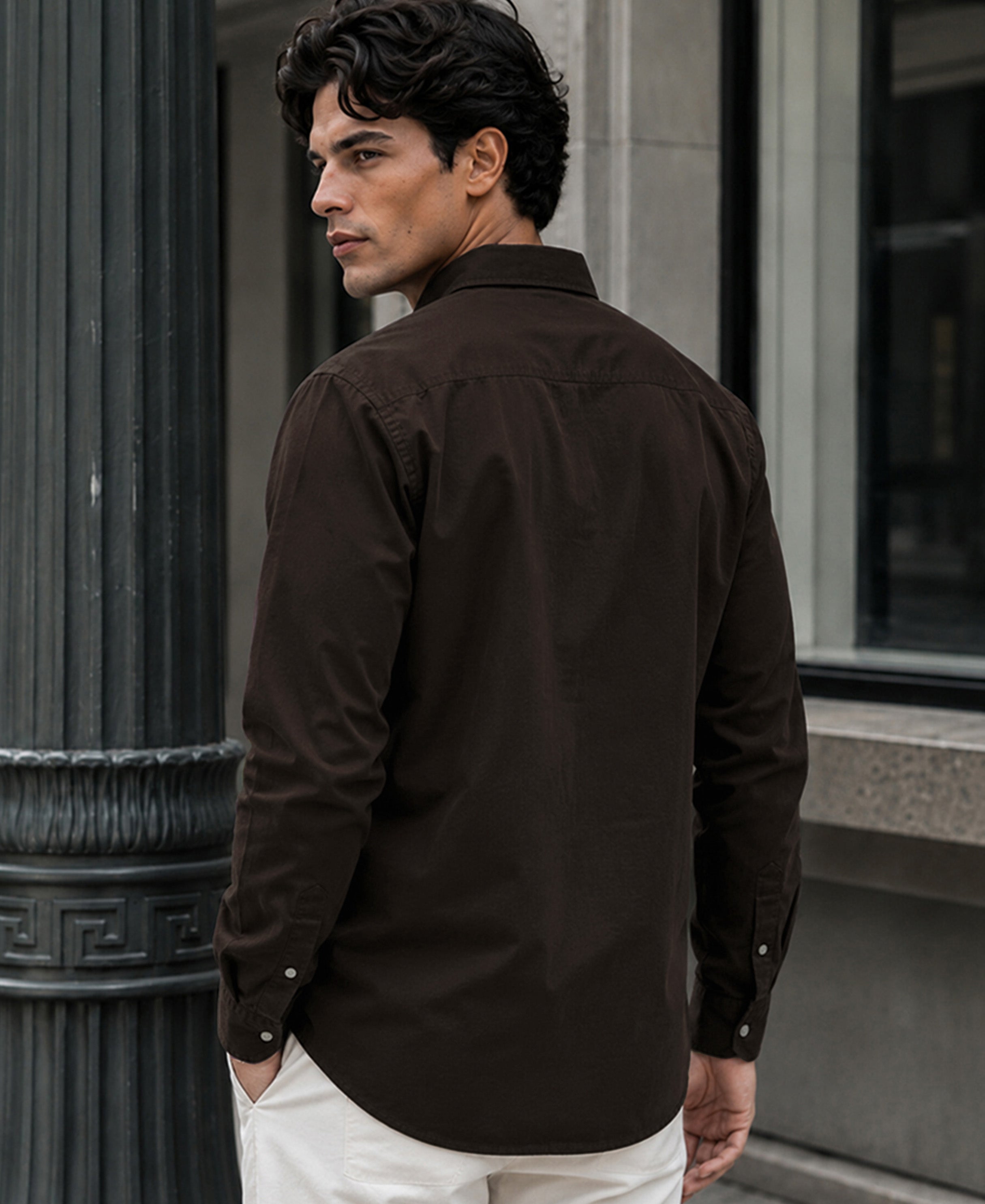 Brown Cotton Oxford Shirt