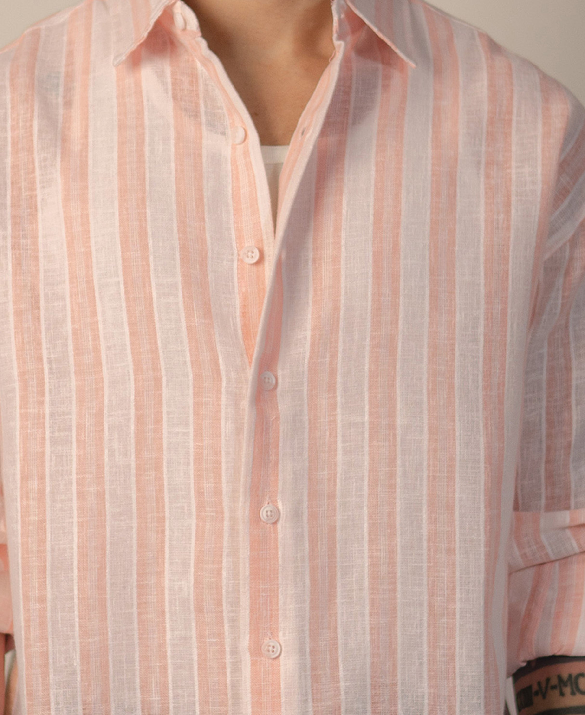 Peach Lightweight Stripe Shirt