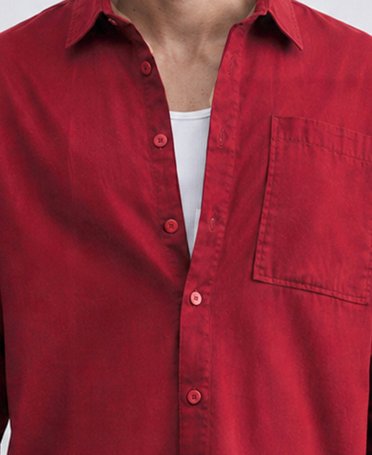 Red Structured Cotton Shirt