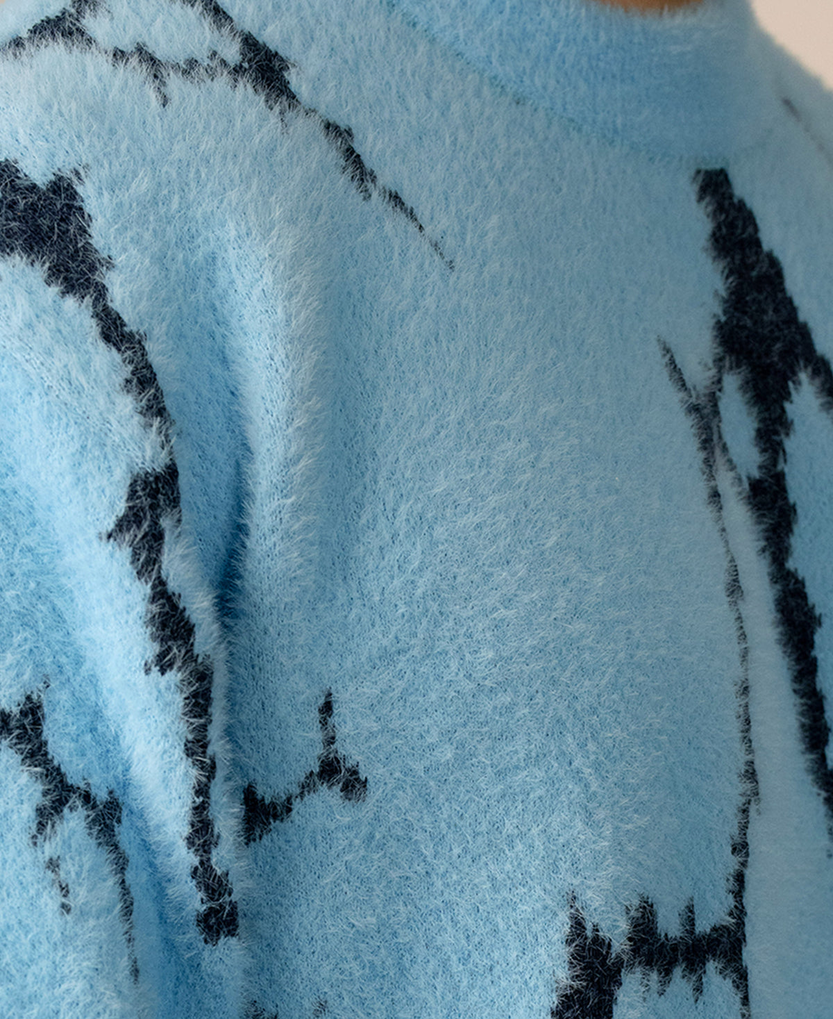 Light Blue Abstract Fuzzy Sweater