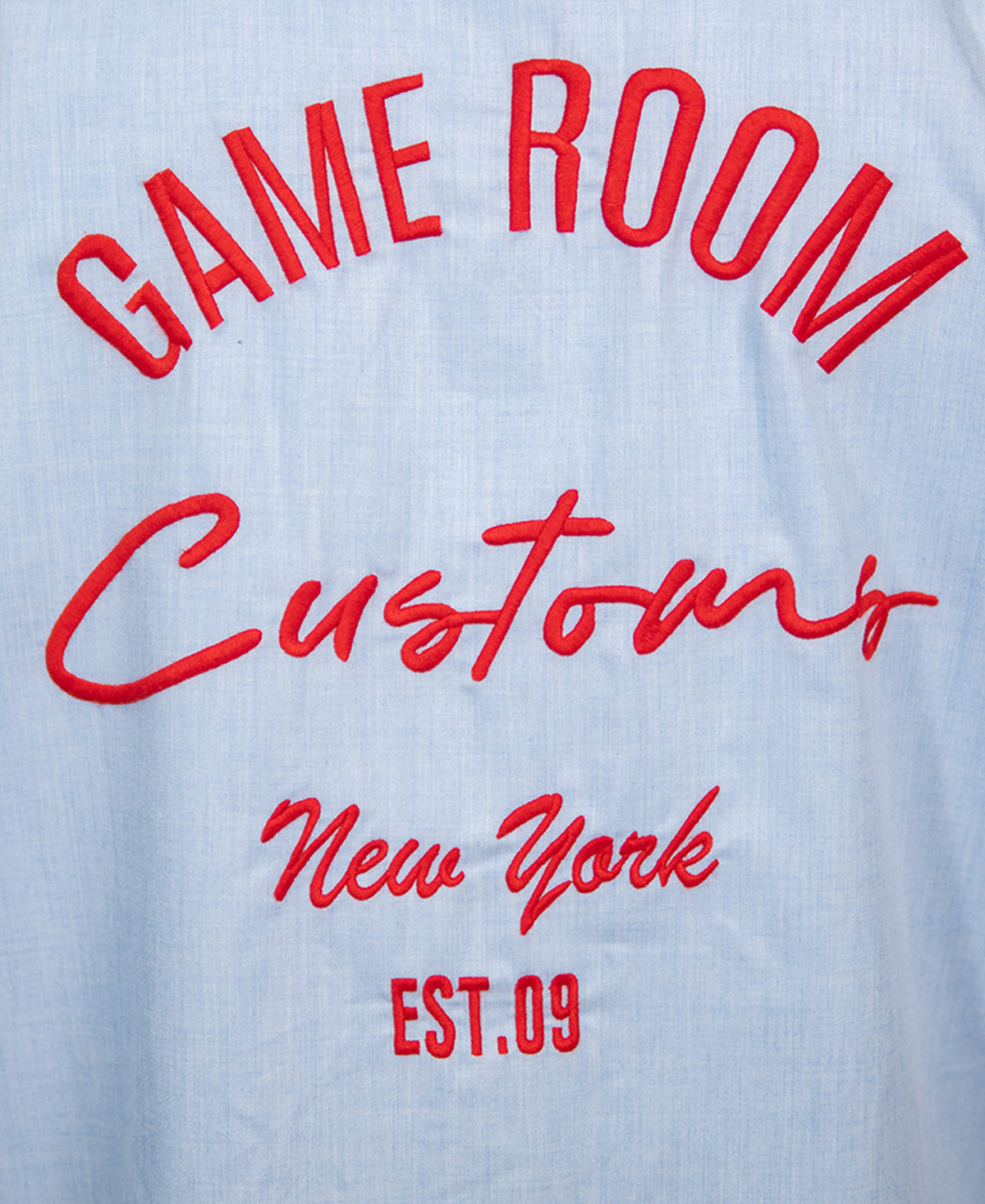 Blue Melange Embroidered Shirt 100% Cotton