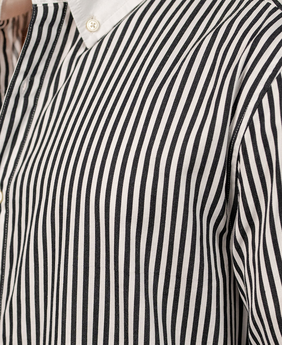 Black Striped Contrast Collar Shirt