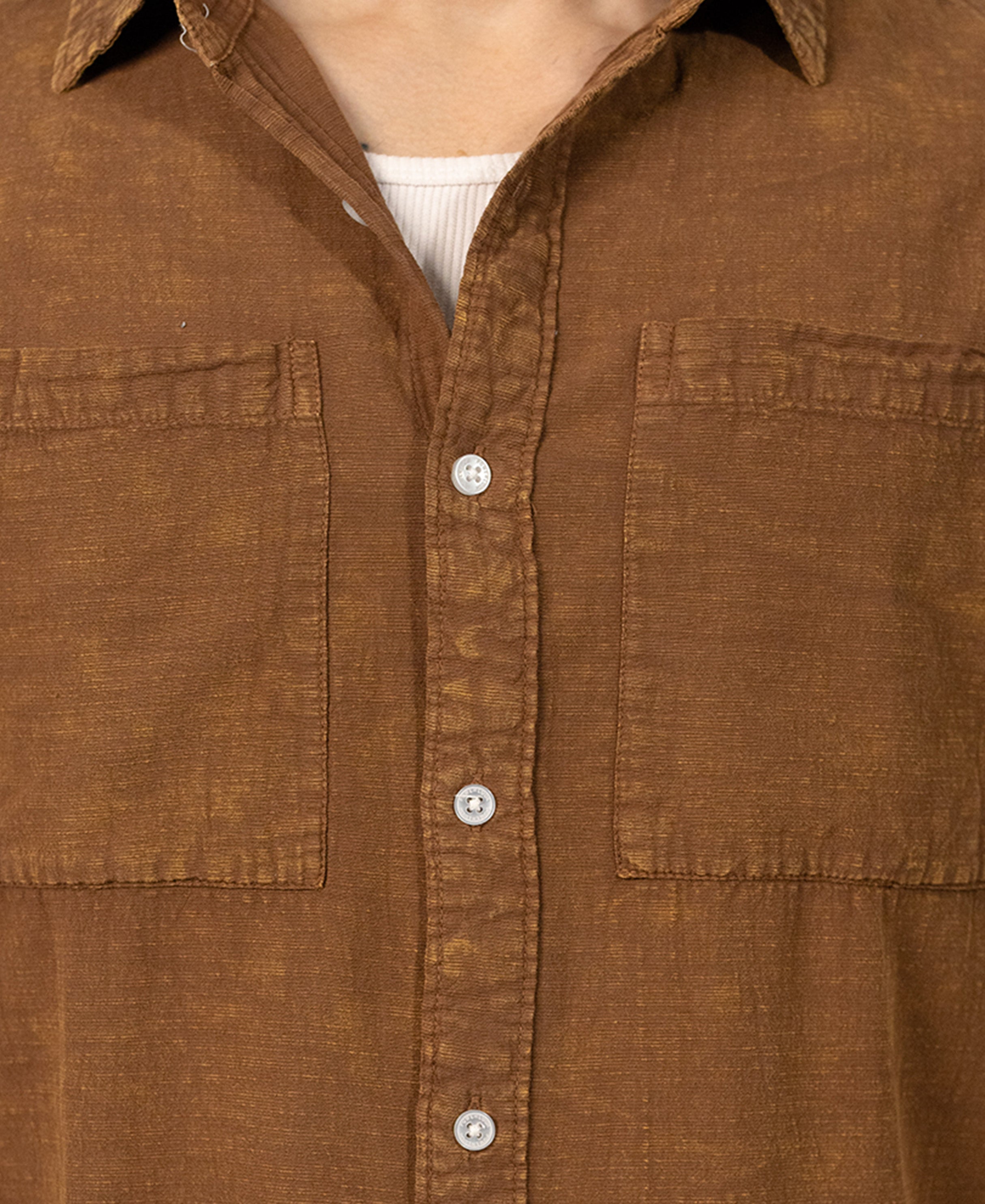 Brown Lightweight Double Pocket Wash Shirt