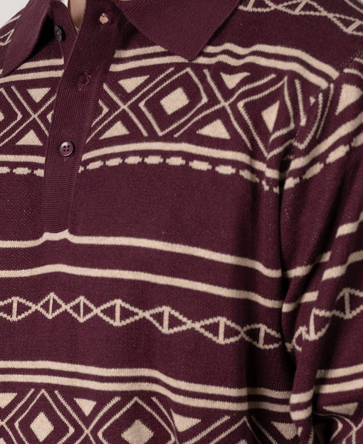 Wine Geometric Jacquard Cotton T-Shirt