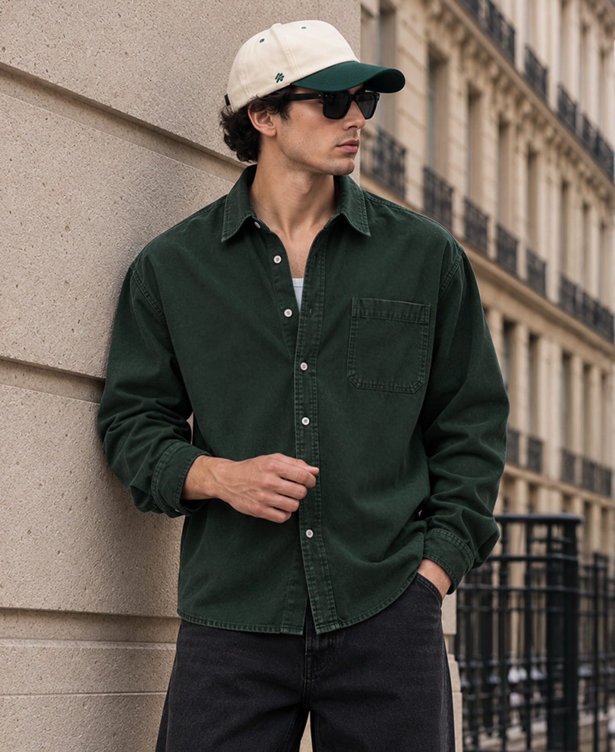 Pine Green Washed Twill Shirt