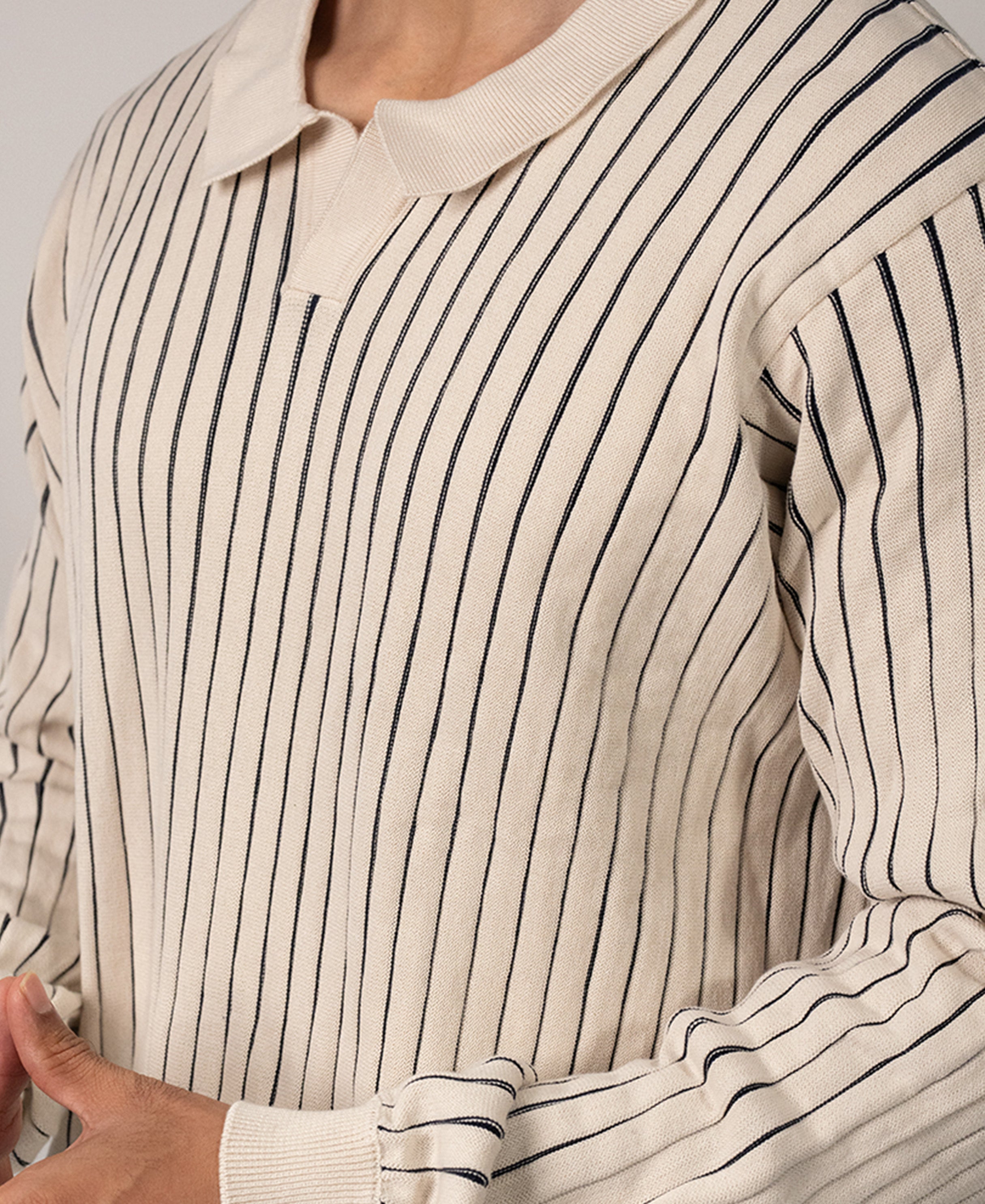 Off White Striped Knit T-Shirt